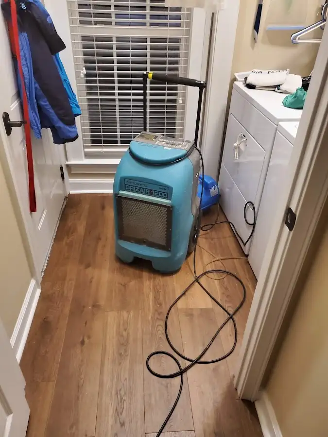 Commercial dehumidifier deployed for Flood Damage Cleanup in Braidwood