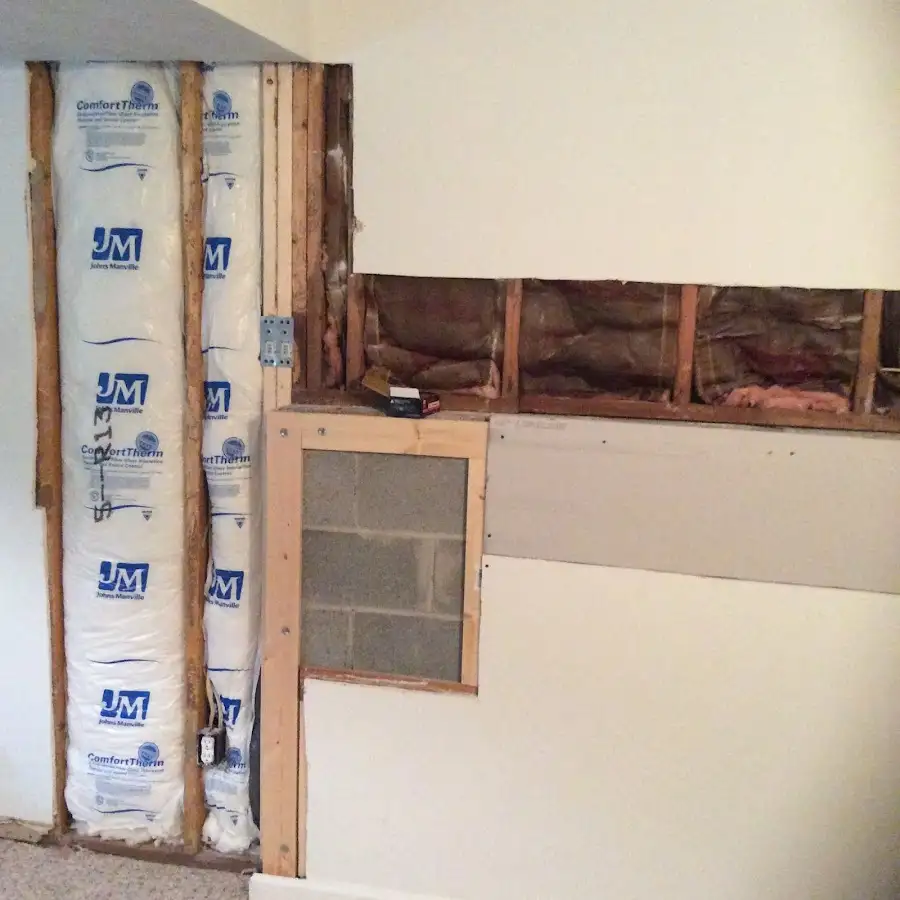 Wall insulation replacement during Basement Flood Cleanup in Braidwood